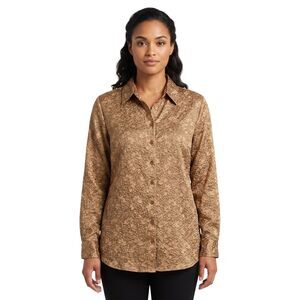 Avenue Gold Jacquard Long Sleeve Top Size 14